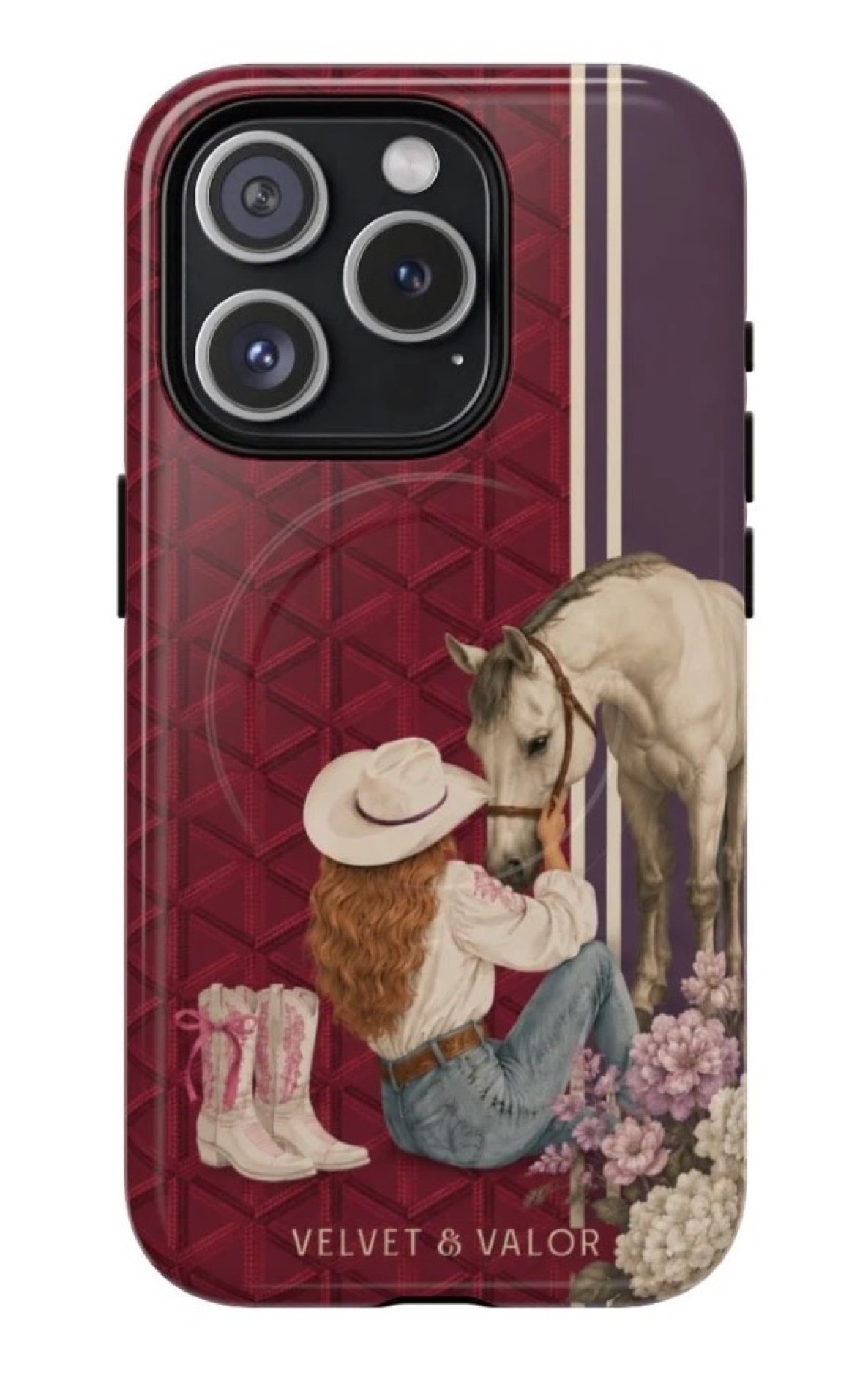 The Cowgirl Collection — Auburn iPhone case with cowgirl and white mare